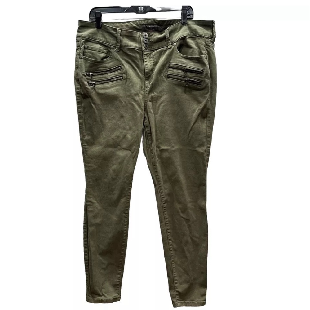 Torrid Jeans Womens 16R GreenSkinny Zipper Moto Stretch Jegging